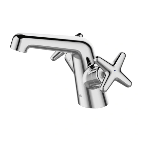 Смеситель для раковины/умывальника IDDIS Acros, двухвентильный, неповоротный, кран-букса керамическая, длина излива 152 мм, латунь, цвет хром