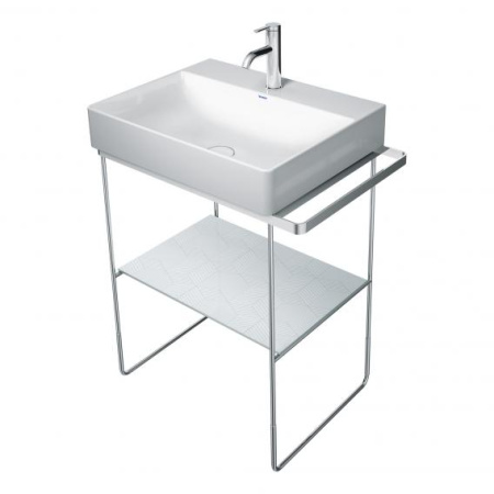 Консоль DURAVIT DuraSquare для раковины 66,5x3,81x79 см, напольная, цвет хром, металлический каркас под раковину, тумба, прямоугольная, с полкой, с полотенцедержателем