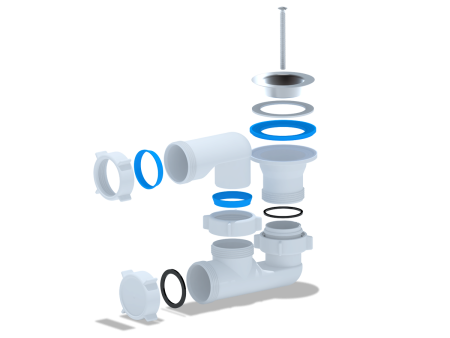 Сифон ANI (Ани-пласт) для душевого поддона 1 1/2"*40 плоский, регулируемый, белый, полипропилен E210