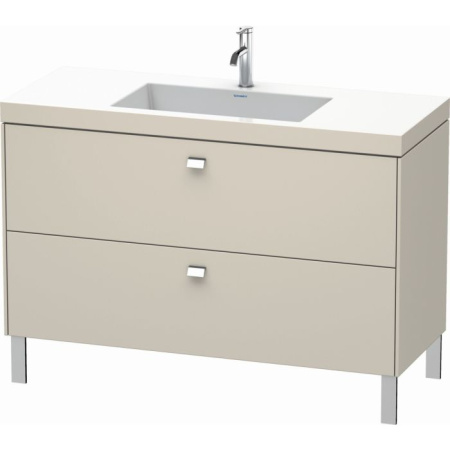 Тумба c раковиной Duravit Brioso, 120х48х61,3 см, подвесная, 2 выдвижных ящика, ДСП, цвет: серо-коричневый/хром /Vero Air, мебельная, прямоугольная, цвет белый, фарфоровая, без отверстия под смеситель, без перелива