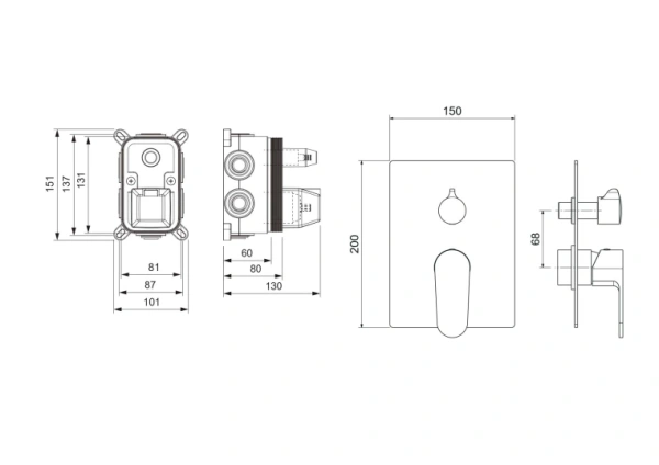 Смеситель для ванны/душа Aquatek Оберон настенный, однорычажный, встраиваемый, 3 режима, без излива, латунь, цвет шлифованное золото Смеситель для ванны/душа Aquatek Оберон настенный, однорычажный, встраиваемый, 3 режима, без излива, латунь, цвет шлифованное золото