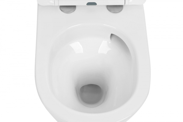 Унитаз подвесной ABBER Bequem 490х355х360 мм цвет белый глянцевый, горизонтальный (прямой) выпуск, система антивсплеск, смыв торнадо, безободковый, с сиденьем микролифт, дюропласт, под скрытый бачок AC1102T