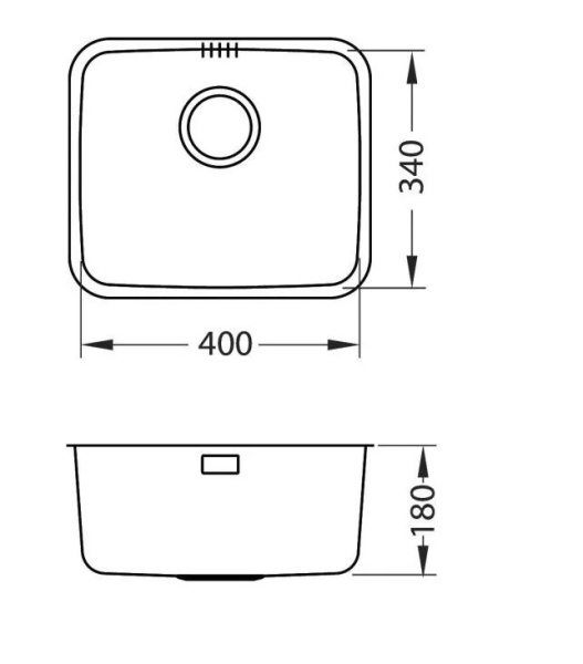 Мойка кухонная ALVEUS LUNO 20 SAT 90 FI 34х40х18 см, слив 90, врезная/встраиваемая снизу, нержавеющая сталь, прямоугольная, цвет нержавеющая сталь (SAT), без отверстия под смеситель