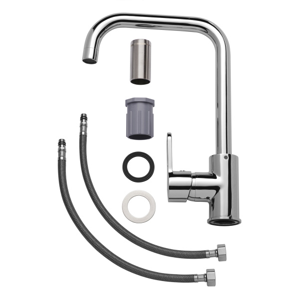 Смеситель для кухни/мойки AQUEDUC однорычажный, поворотный/высокий излив, длина излива 220 мм, высота 260 мм латунь, цвет хром 345394