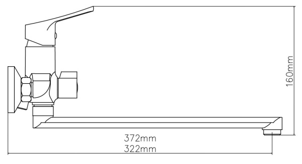 Смеситель для ванны/душа Esko Limassol однорычажный, керамический, настенный, излив поворотный 350 мм, с гибким шлангом, лейкой, латунь, хром
