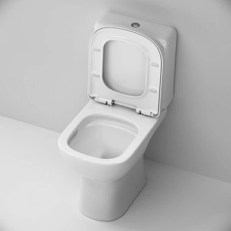 Унитаз компакт Am.Pm Sunny 2.0, 800х610х375 мм цвет белый, напольный, горизонтальный (прямой) выпуск, безободковый, с сиденьем микролифт, дюропласт, антивсплеск