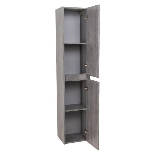 Пенал BelBagno Kraft, 33х30х160 см, подвесной, правый, 2 распашные двери/2 полки внутри, механизм доводчика, цвет цементный серый, в ванную комнату