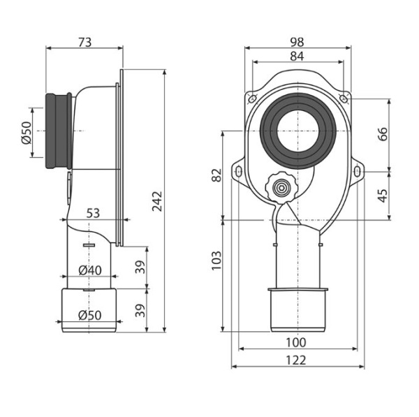 Сифон Alcaplast для писсуара вертикальный A45C