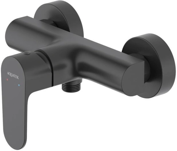 Комплект смесителей Aquatek Оберон 3 в 1 черный матовый, смеситель для душа, раковины, душевой гарнитур, однорычажный, латунь/нержавеющая сталь
