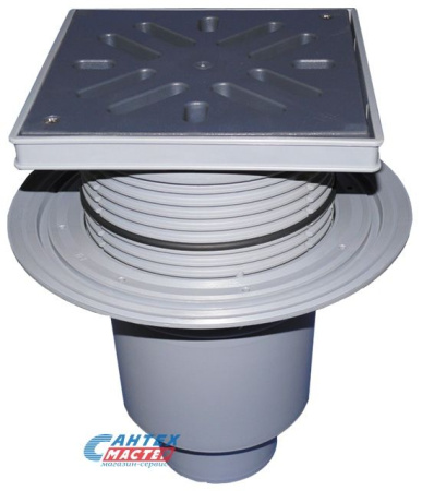 Дворовый трап Ду110 с сифоном, с пластиковой решеткой, с вертикальным выпуском, HL 616LW/1