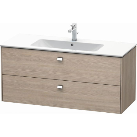 Тумба под раковину Duravit Brioso, 117х46,9х56,3 см, подвесная, 2 выдвижных ящика, ДСП, цвет: сосна серебристая/хром, шкафчик навесной, механизм доводчика, прямоугольная, правая/левая, для раковины D-Code, в ванную комнату