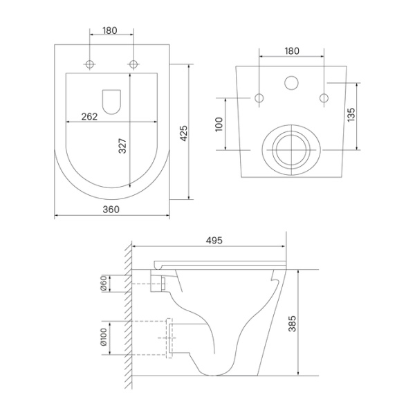 Унитаз подвесной IDDIS Axes горизонтальный (прямой, в стену) выпуск, безободковый, смыв торнадо, с быстросьемным сиденьем микролифт, с крышкой (сиденье) дюропласт, цвет белый AXERDSEi25