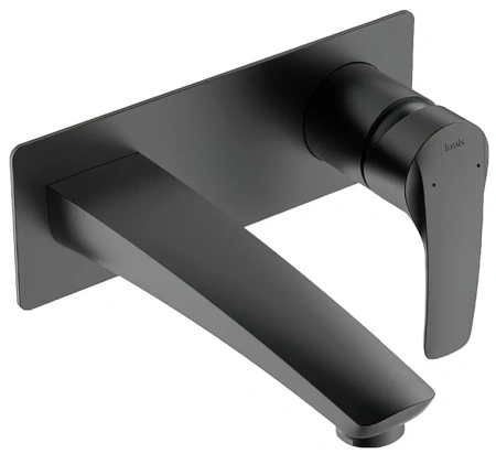 Смеситель для раковины/умывальника IDDIS Ray, настенный, однорычажный, неповоротный, керамический картридж, длина излива 18,6 мм, латунь, цвет черный матовый