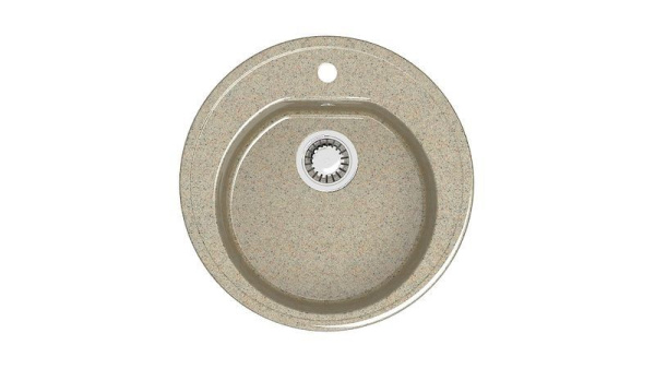 Мойка Bergg Z3, 51х19.1 см, врезная, из искусственного камня, круглая, цвет песочный, отверстие под смеситель, слив-перелив, для кухни