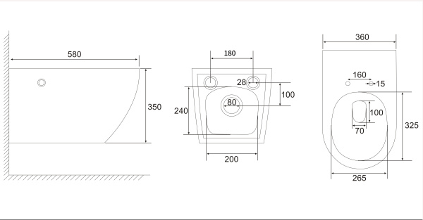 Унитаз подвесной ABBER Bequem 580х360х350 мм цвет белый, горизонтальный (прямой) выпуск, импульсный смыв, система антивсплеск, с сиденьем микролифт, дюропласт, установка бачка не требуется AC1126P