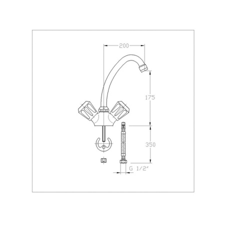 Смеситель для кухни/мойки Mofem Evrosztar 105 двухвентильный, резиновый, с высоким поворотным изливом, длина 200 мм, латунь, цвет хром, 140-0001-05