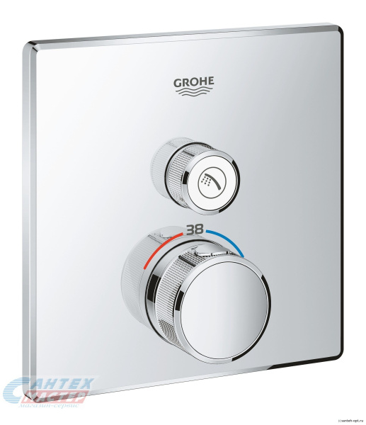 Смеситель для душа Grohe Grohtherm SmartControl термостатический, скрытого монтажа, на 1 выход, керамический, настенный, без излива/шланга/лейки, латунь хром