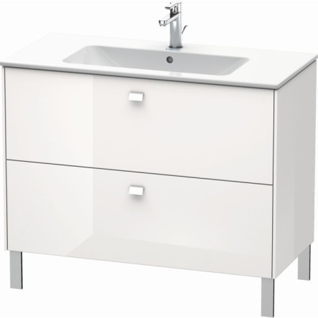 Тумба под раковину Duravit Brioso, 102х46,9х56,3 см, подвесная, 2 выдвижных ящика, ДСП, цвет: белый глянец/хром, шкафчик навесной, механизм доводчика, прямоугольная, правая/левая, в ванную комнату