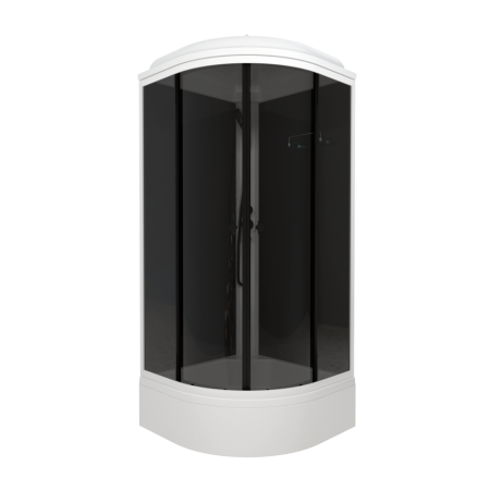 Душевая кабина Тритон Грэй-Блэк В 90х90х231,5 см поддон средний, четверть круга, угловая, без гидромассажа, с верхним душем, стекла грэй, профиль алюминий, цвет белый, закрытая