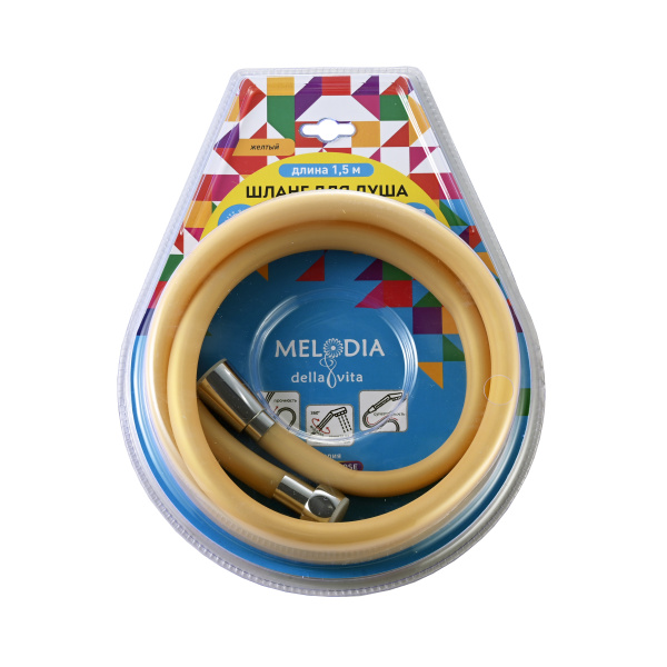 Шланг для душа Melodia Wonder Silicone Anti-twist 1/2"х1/2" 15 мм, 150 см, силикон, желтый, для смесителя MKP34440BLyw