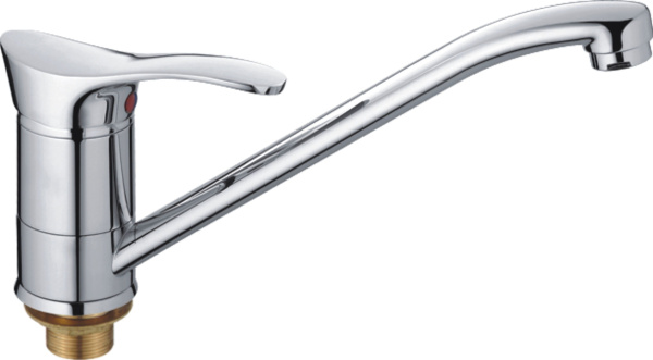 Смеситель для кухни/мойки HAIBA однозахватный, поворотный, латунный, с длинным изливом, длина 283 мм, латунь, цвет хром