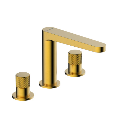 Смеситель для раковины/умывальника WasserKRAFT Schunter, двухвентильный, неповоротный, керамический, длина излива 162 мм, латунь, цвет золото матовое