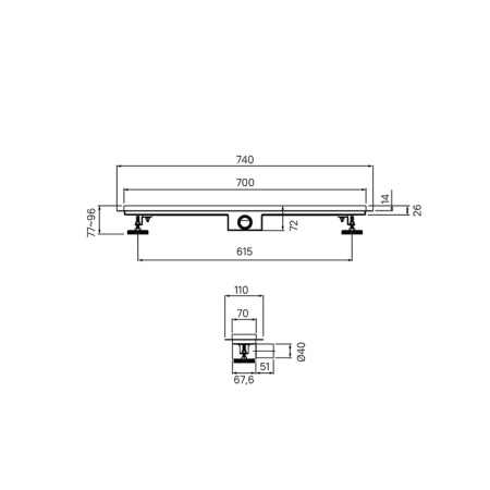Водоотводящий желоб (Трап) IDDIS Level 700 мм, с перфорированной решеткой, цвет хром, горизонтальный выпуск, комбинированный затвор, выпуск 40/50 мм 975A7SB10DZ