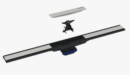 Дренажный канал Geberit CleanLine60, для трапа, цвет черный/нержавеющая сталь, для душа в полу, без затвора, прямой выпуск, L=30-90см, нержавеющая сталь, прямоугольный