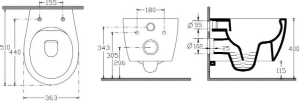 Унитаз подвесной ISVEA Sentimenti Neo, 363х510х400 мм, цвет: синий матовый, горизонтальный (в стену) выпуск, без сиденья, безободковый, антивсплеск, под скрытый бачок