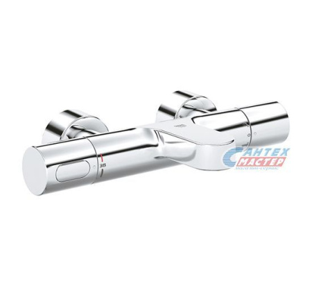 Смеситель для ванны/душа Grohe Grohtherm 3000 Cosmopolitan термостатический, керамический, настенный, излив 172 мм, латунь хром, короткий, универсальный, горизонтальный, кран, комплект, сантехника, размер, характеристики, высота, расстояние (Грое) 
