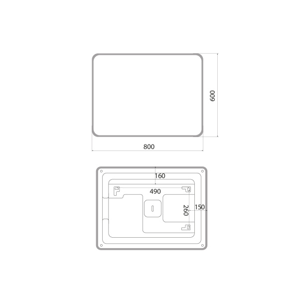 Зеркало IDDIS Uniq 80х60/60х80 см универсальное, с LED/ЛЕД-подсветкой 3в1, два навеса, прямоугольное, выключатель сенсорный, для ванны, навесное/подвесное/настенное