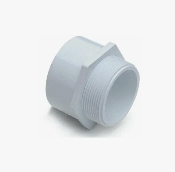 Муфта клеевая ПВХ GENOVA 1/2"х1/2", (КВ-РН), наружная резьба (под ключ), соединительная (цвет белый), прямая, фитинг резьбовой для соединения труб холодной воды до 60 *С