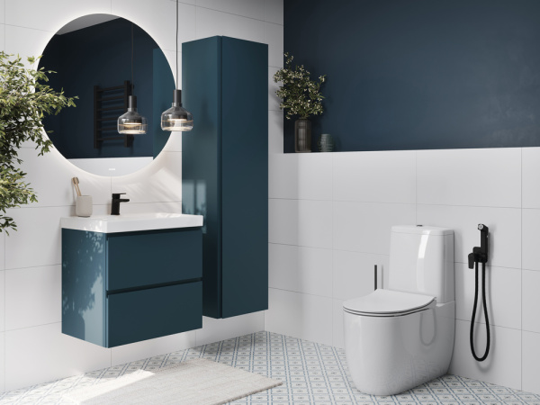 Пенал Cersanit MODUO 40 подвесной, (правый/левый/универсальный), с распашными дверцами, цвет темно-серый, в ванную комнату