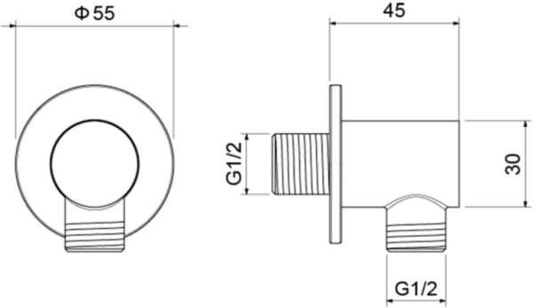 Шланговое подключение Aquatek AQ2456CR цвет хром, без держателя душевой лейки, резьбовое соединение, настенное, для душа/ванной, латунь