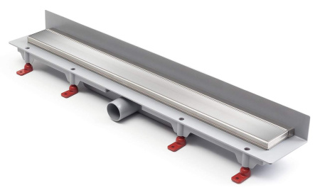 Водоотводящий желоб MCH CH 750 KN2 Klasik/Floor 750 мм, глянцевый хром, пристенный, с рамкой из нержавеющей стали, для монтажа к стенке с боковым сливом D 40 под плитку