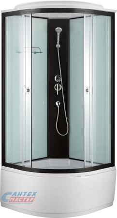 Душевая кабина 100х100х220 см Niagara Classic поддон высокий, полукруглая, угловая, стекло заднее белое, двери прозрачные, с верхним душем, без гидромассажа, смеситель, профиль хром матовый, прозрачное стекло, белая, закрытая