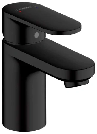 Смеситель для раковины Hansgrohe Vernis Blend 70, однорычажный, фиксированный излив, длина излива 8,9 см, керамический, латунь, цвет матовый черный, с донным клапаном