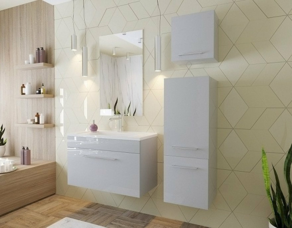 Пенал Эстет Elin 35, 350х970х366 мм, подвесной, (правый), 1 распашная дверца/1 выдвижной ящик, в ванную комнату, цвет белый, влагостойкий, правосторонний