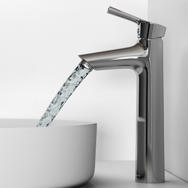 Смеситель для раковины/умывальника Abelsberg Solida однорычажный, высокий, неповоротный/фиксированный, излив длина 82 мм высота 187 мм латунь, цвет глянцевый хром