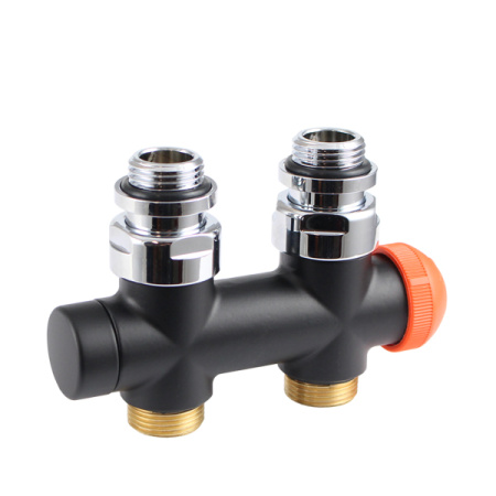 Узел подключения HERZ 3000 Design проходной, для 2-х-трубных систем, черный матовый