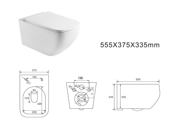 Унитаз подвесной Aquatek Медея, белый, горизонтальный (в стену) выпуск, с быстросъемным сиденьем микролифт, дюропласт, безободковый, смыв торнадо, под скрытый бачок