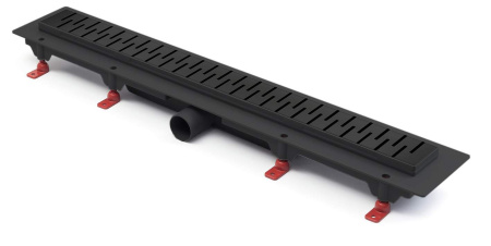 Водоотводящий желоб MCH CH 850 MC Medium с решеткой нерж, черный 850х60х1,5 гидрозатвор + с сухим затвором, трап линейный для душа в полу, под плитку, сливной душевой лоток