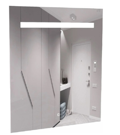 Зеркало Домино Good Light 65, 65х70 см, с LED/ЛЕД-подсветкой, прямоугольное, выключатель сенсорный, для ванны, навесное/подвесное/настенное, дизайнерское