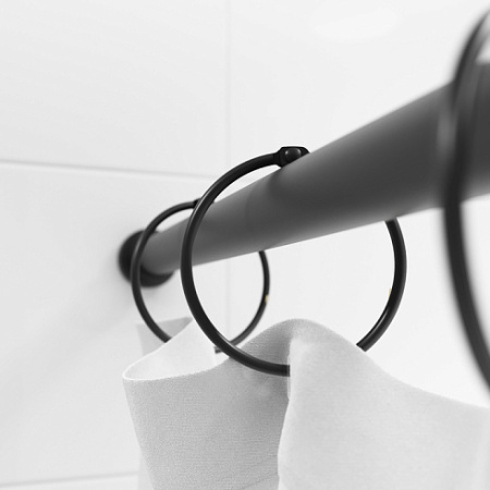 Набор колец IDDIS Elegante для шторы в ванную комнату, металл, цвет черный матовый, RM01BLOi15