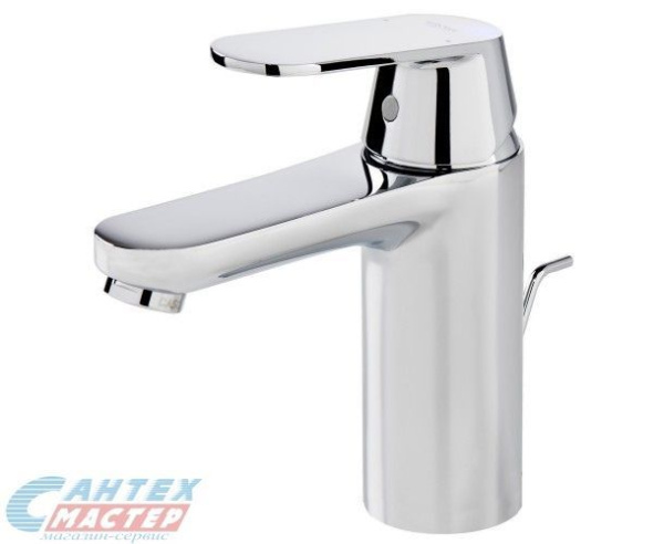 Смеситель для раковины Grohe Eurosmart Cosmopolitan однорычажный, излив короткий, длина 122 мм, керамический, латунь, цвет хром, с донным клапаном