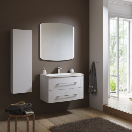 Пенал Aqwella Анкона П25, 120х25х20 см, подвесной, (левый/правый/универсальный), с дверцей, с полками, цвет белый глянец, в ванную комнату