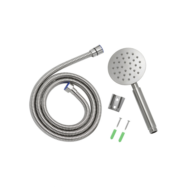 Душевой гарнитур AQUEDUC комплект: ручной душ 1 режим/шланг для душа/держатель для душа, нержавеющая сталь, цвет хром, наружного монтажа, настенный, для душа/ванной 345340
