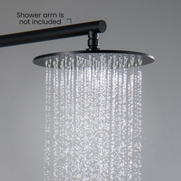 Верхний душ Aquatek AQ2077MB круглый, 1 режим, размер 250х7 мм, нержавеющая сталь, цвет матовый черный, для душа/ванной, на стену/на потолок