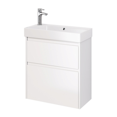 Тумба/база под раковину Dreja SLIM 65 см, подвесная/напольная, цвет: белый глянец, 2 выдвижных ящика, ЛДСП/МДФ, шкаф/шкафчик подвесной/напольный, (подходит раковина для тумбы Dreja Slim Synergy (17065-KL)