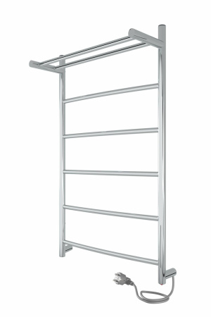 Полотенцесушитель 800х500 мм Indigo Arc, с полкой(полочкой), электрический, универсальное подключение, из нержавеющей стали, форма лесенка, настенный, цвет серебристый, для ванны Полотенцесушитель 800х500 мм Indigo Arc, с полкой(полочкой), электрический, универсальное подключение, из нержавеющей стали, форма лесенка, настенный, цвет серебристый, для ванны